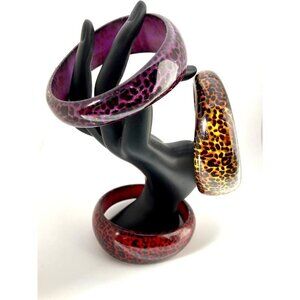 Set of 3 Acrylic Animal Leopard Print Chunky Bracelet Bangles